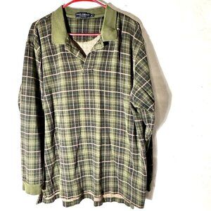 Daniel Cremieux  Green Tartan Plaid Long Sleeve Polo Golf Size XL Extra Large